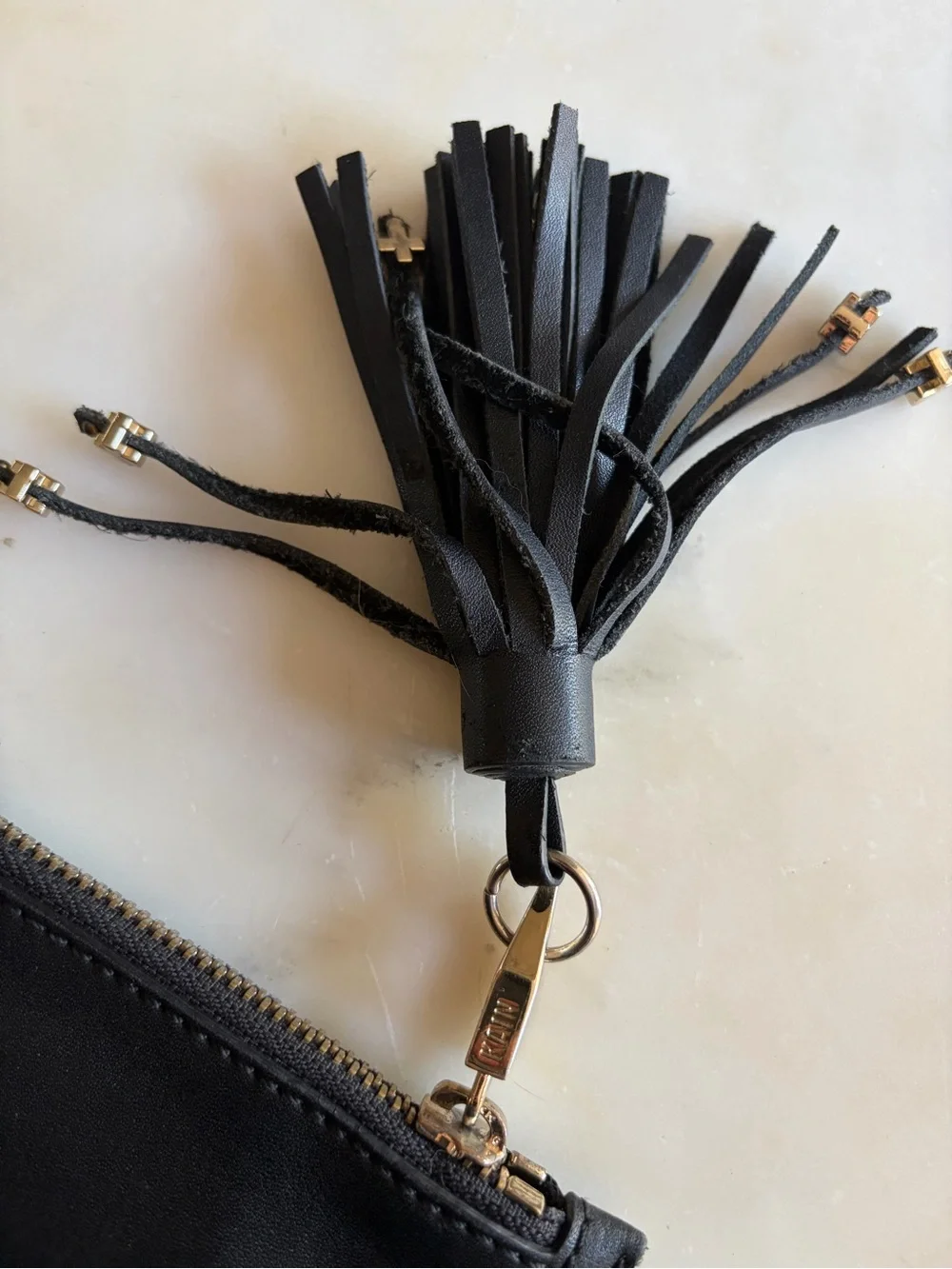 Black Leather Wallet with Tassel